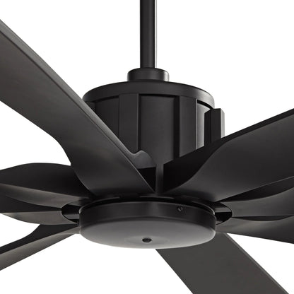 70" Possini Euro Design Modern Indoor Outdoor Ceiling Fan with Remote Control Matte Black Damp Rated for Patio Exterior House Home