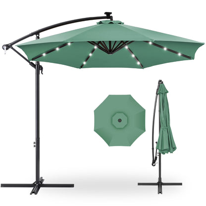 Best Choice Products 10ft Solar LED Offset Hanging Outdoor Market Patio Umbrella w/Adjustable Tilt - Navy Blue