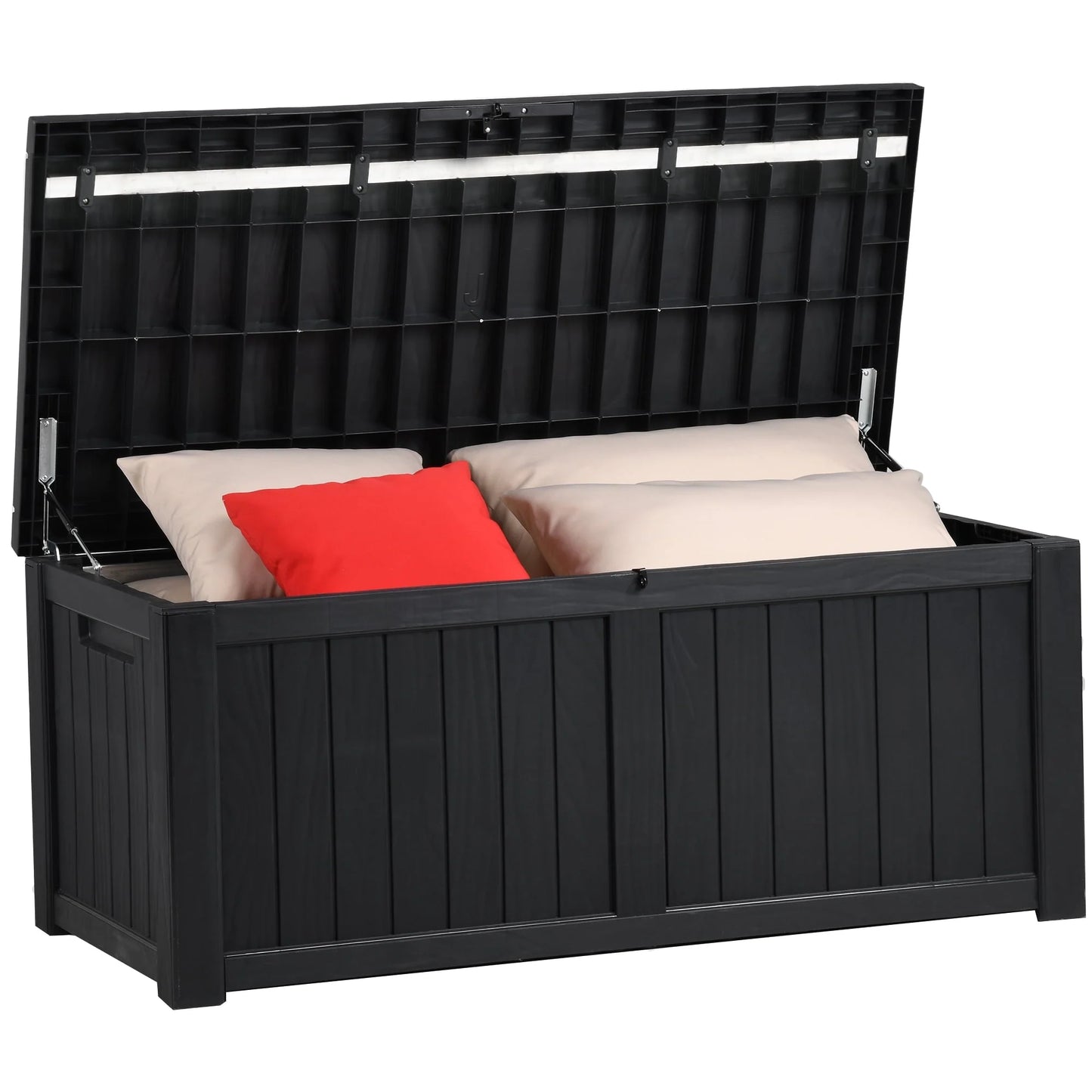Dextrus 120 Gallon Outdoor Storage Deck Box, Large Resin Patio Storage for Outdoor Pillows, Garden Tools and Pool Supplies, Waterproof, Lockable (Black)