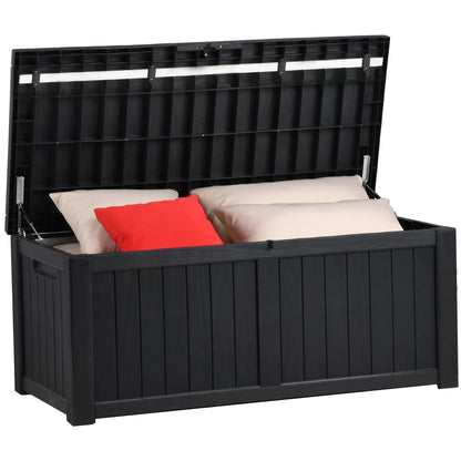 Dextrus 120 Gallon Outdoor Storage Deck Box, Large Resin Patio Storage for Outdoor Pillows, Garden Tools and Pool Supplies, Waterproof, Lockable (Black)