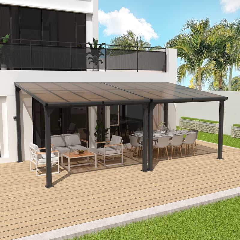 10 ft.10 ft. Hardtop Outdoor Gazebo Pergola Aluminum Framed with Sloping Pitched Roof for Garden, Patio