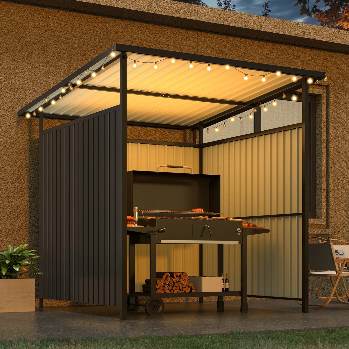 AECOJOY 6' x 6' Hardtop Gazebo Outdoor Pergola ?For Garden, Patio, Backyard-?Dark Gray