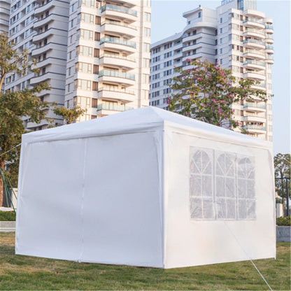 Outdoor Party Tent with 4 Side Walls, 10' x 10' White Backyard Tent for Outside, 2021 Upgraded Patio Gazebo Sunshade Shelter, Outdoor Wedding Canopy Tent for Parties Garden Pool