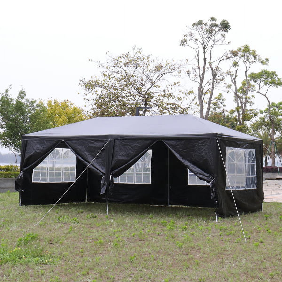 Fithood 10'x20' Outdoor Party Tent with 6 Removable Sidewalls, Waterproof Canopy Patio Wedding Gazebo, Black