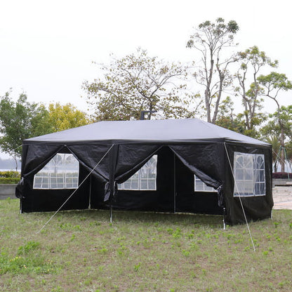 Fithood 10'x20' Outdoor Party Tent with 6 Removable Sidewalls, Waterproof Canopy Patio Wedding Gazebo, Black