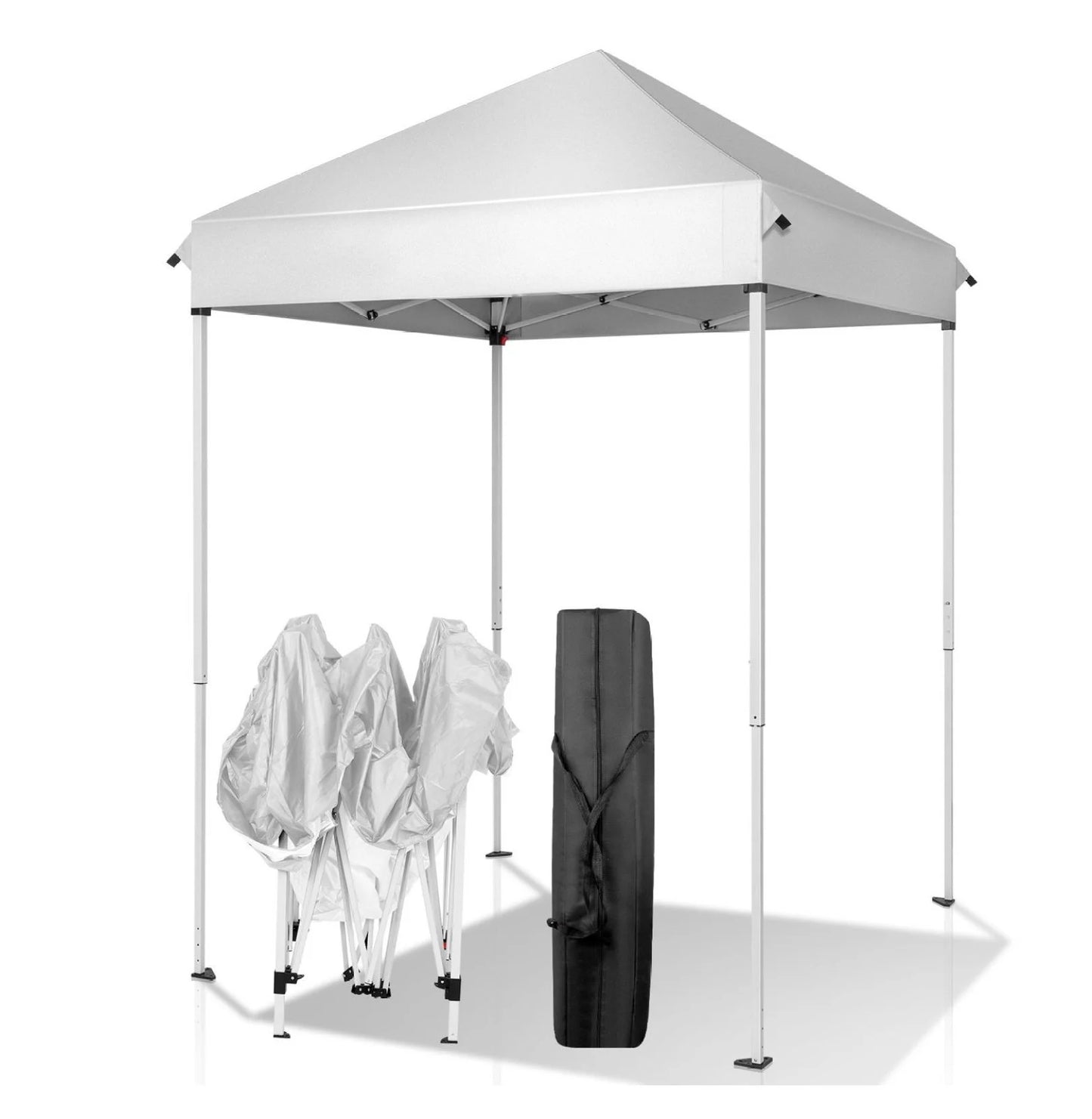 AetherLove 5x5 Pop Up Canopy Tent, Ez Up Outdoor Canopy Tent Instant Shelter with Carry Bag Straight Legs Patio Balcony Porch Backyard Garden,White