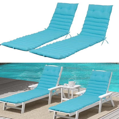 2pcs Outdoor Chaise Lounge Cushions, Waterproof Patio Foldable Chair Cushion for Garden Pool, 73 x 24in Sun Lounger Cushions for Outdoor FurnitureNavy blue
