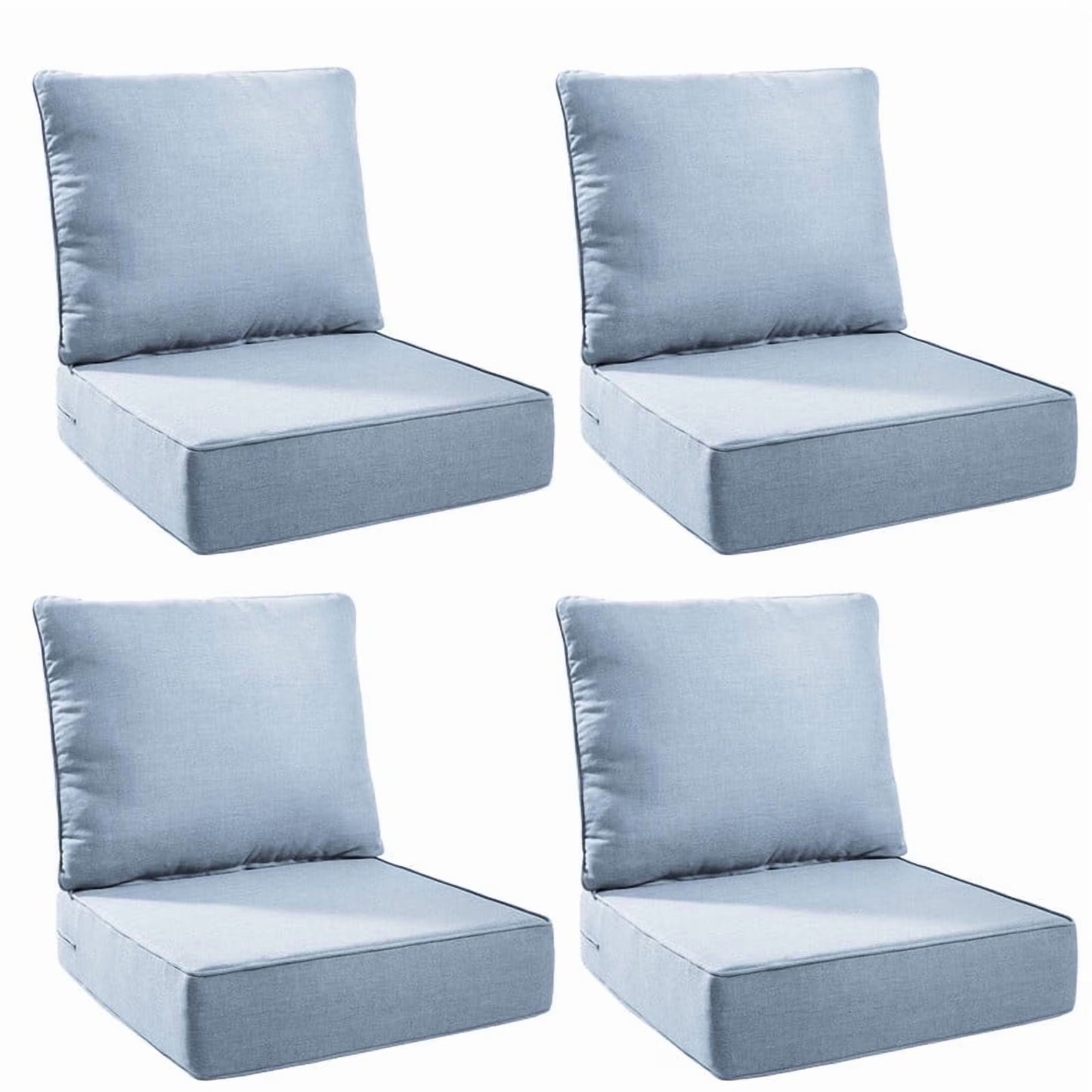 Terraloom 6 Inch Outdoor Cushions 24x24" - Water Resistant 2 Set Deep Seating Patio Chair Back& Seat Cushion for Wicker Rocking Swivel Chairs Loveseat Couch Sectional Sofa in Beige