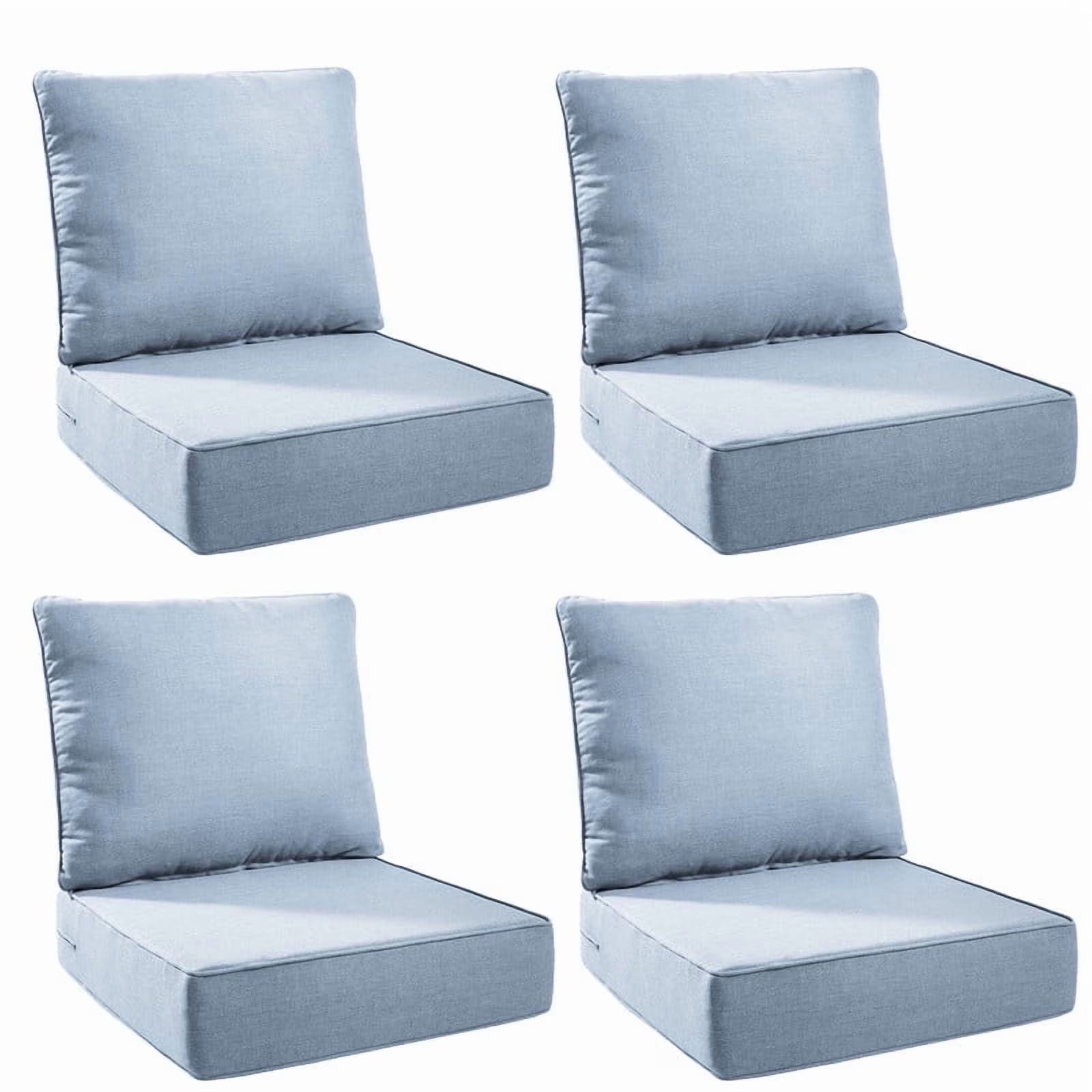 Terraloom 6 Inch Outdoor Cushions 24x24" - Water Resistant 2 Set Deep Seating Patio Chair Back& Seat Cushion for Wicker Rocking Swivel Chairs Loveseat Couch Sectional Sofa in Beige