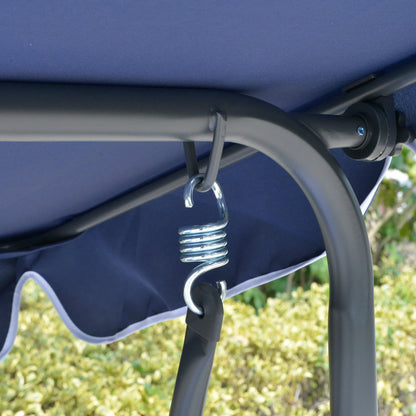 Outsunny Porch Swing with Canopy, 3-Person Patio Swing Chair, Dark Blue