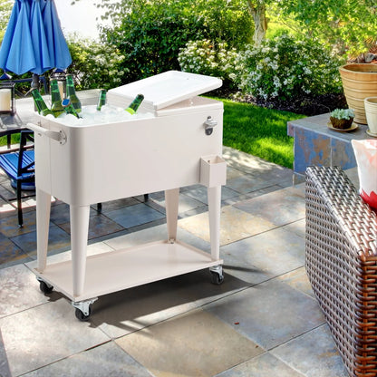 GoDecor Patio Cooler Cart Cold and Refreshing with this Convenient Rolling Cooler Cart,Rolling Cooler Cart