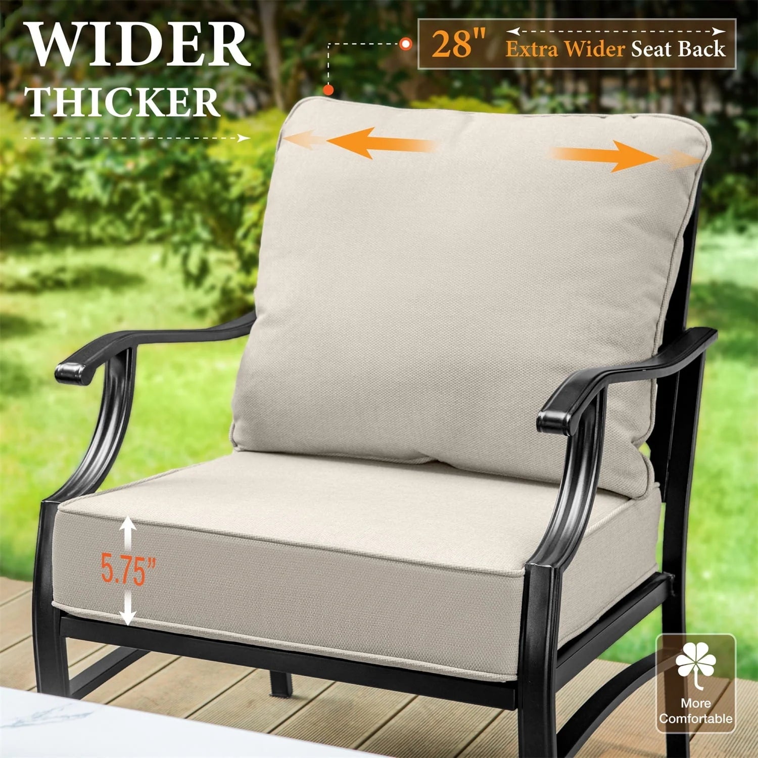 MF Studio 7-Seat Patio Conversation Set Metal Outdoor Furniture Sofa Set for 7 Person Beige