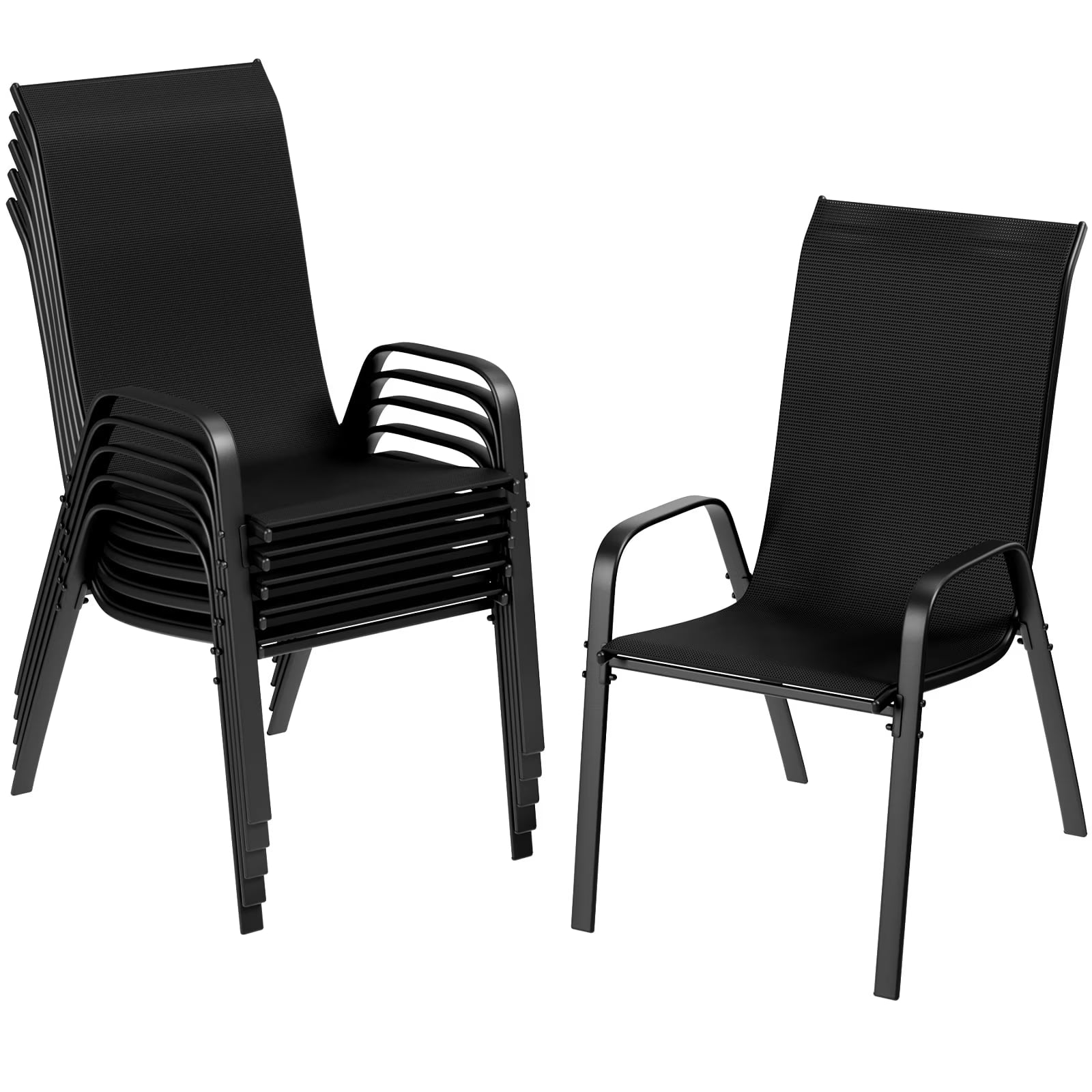 Pirecart Set of 4 Patio Dining Chairs, Textilene Outdoor Stacking Chairs for Poolside, Backyard, Garden