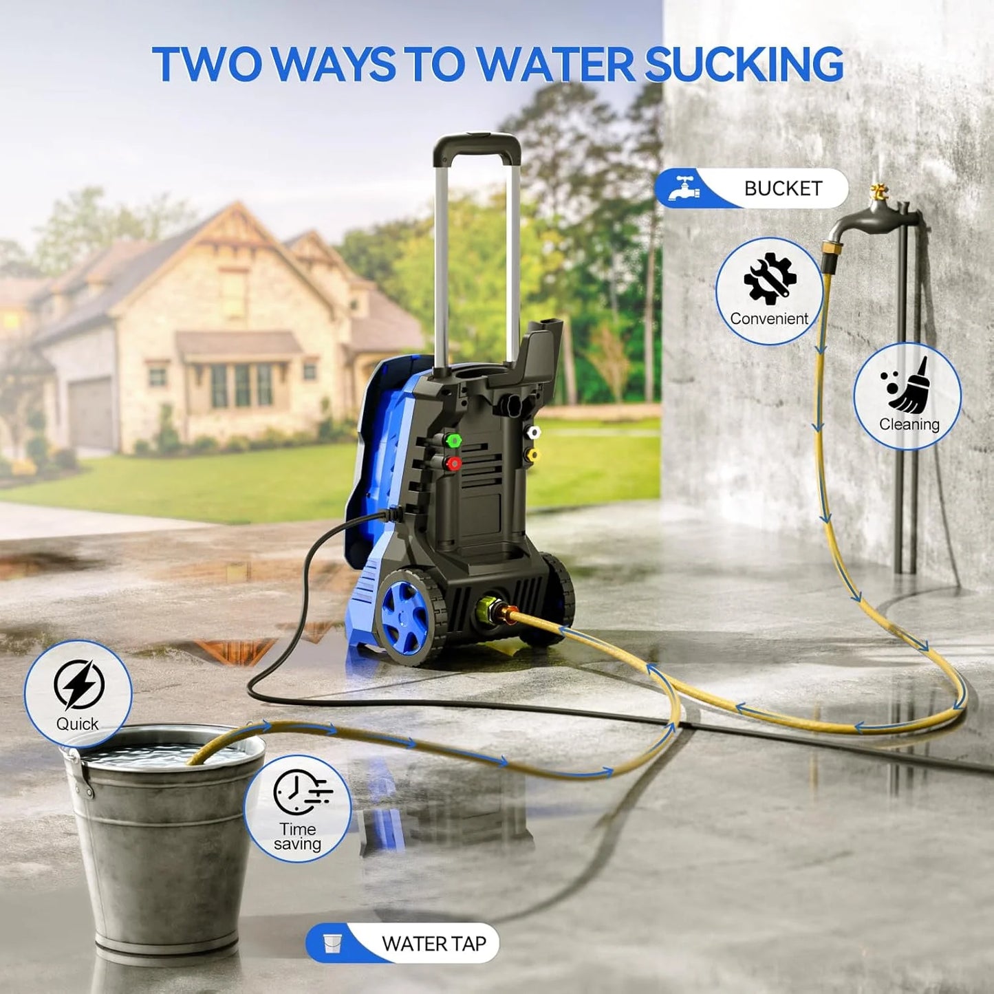 Electric Pressure Washer 4800PSI-Max 3.2GPM Power Washer Wash Machine Electric Powered with Foam Cannon for Car, Floor, Garage, Patio Washing, Blue