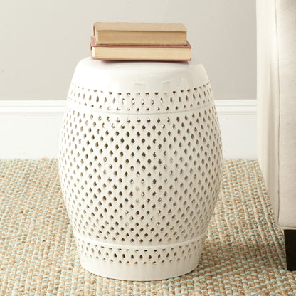 Safavieh Diamond Drum Indoor/Outdoor Garden Patio Stool, White