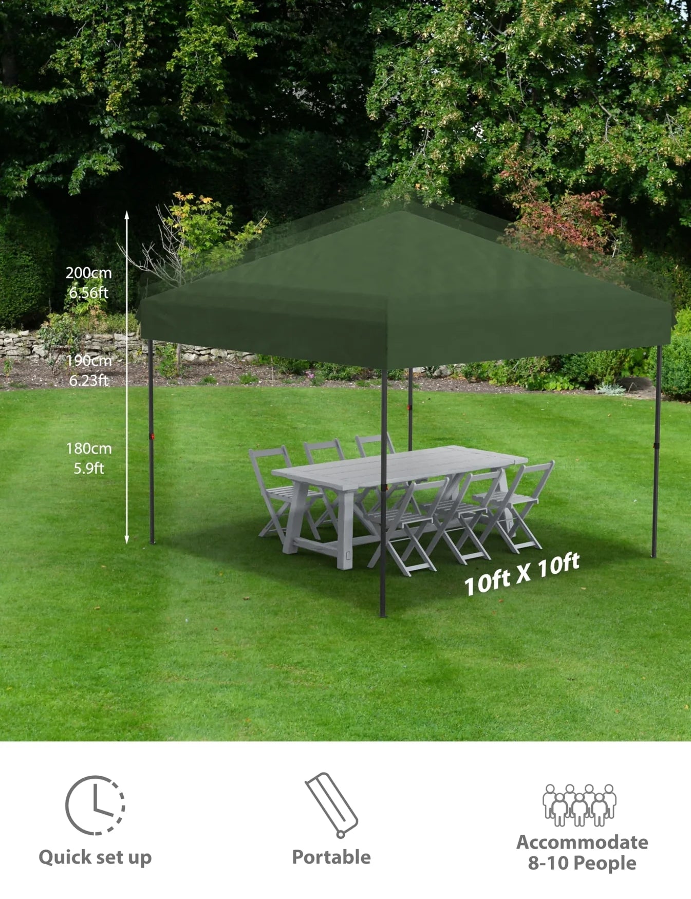 Arigeas Pop Up Canopy Tent 10'x10' with Adjustable Height, Easy Outdoor Sun Shade Shelter for Party, Event, Patio