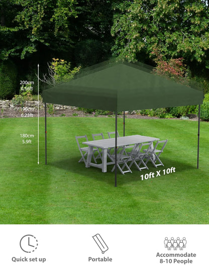 Arigeas Pop Up Canopy Tent 10'x10' with Adjustable Height, Easy Outdoor Sun Shade Shelter for Party, Event, Patio