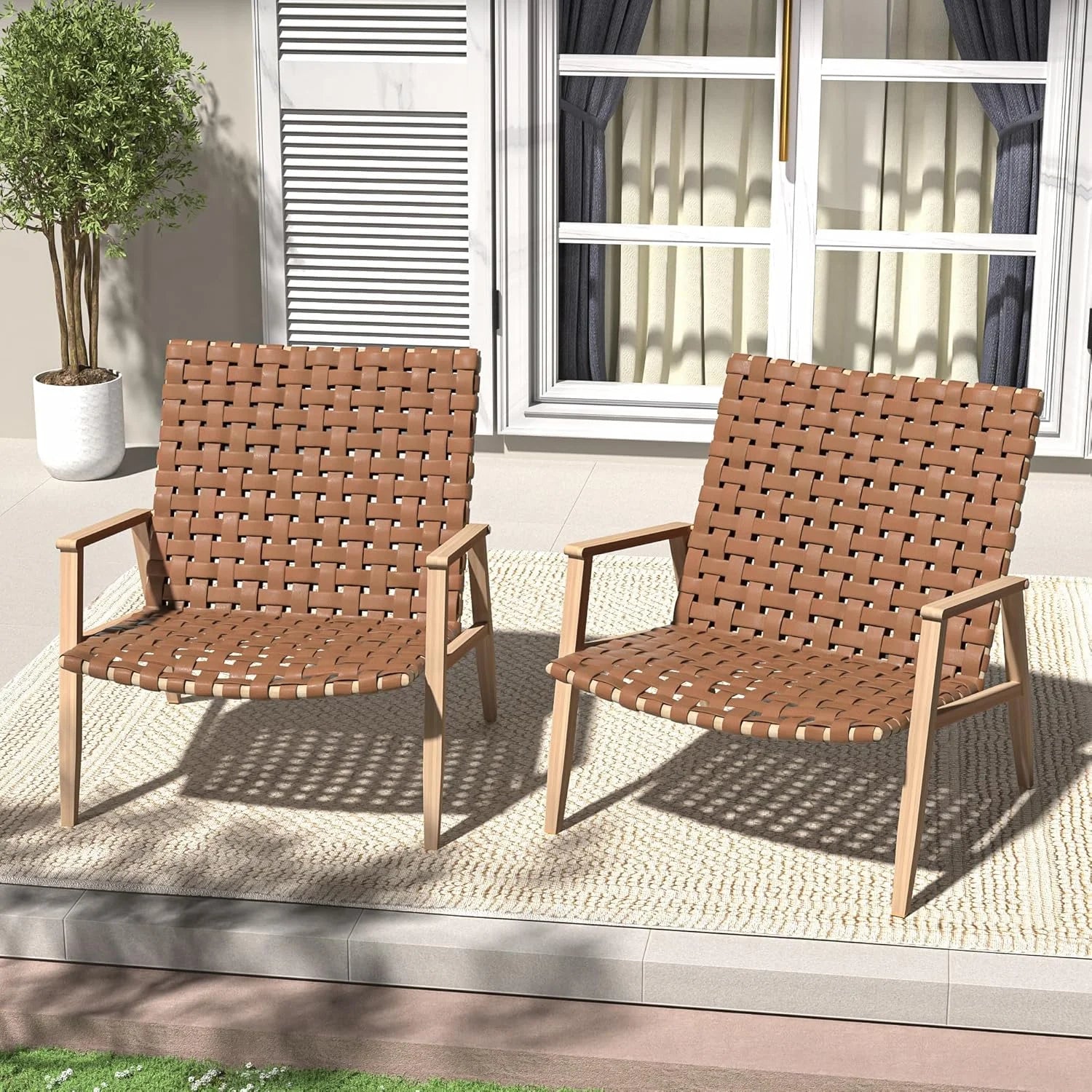 Outdoor Chairs Set of 2, Patio Bistro Set, Outdoor Furniture Set, Outdoor Conversation Chair Sets for Balcony Backyard Park Garden