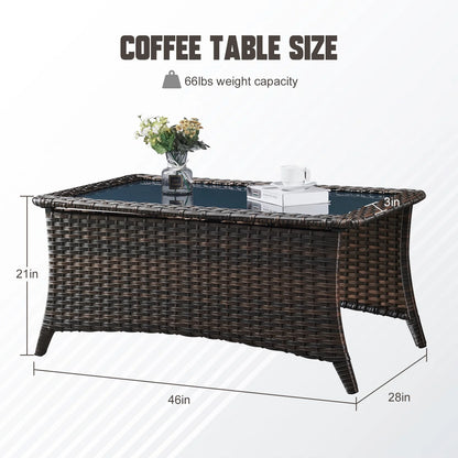 Gymojoy 6-Piece Patio Furniture Set, Oversized Outdoor Wicker Sofa with Swivel Chairs and Coffee Table, Sectional Rattan Outdoor Conversation Set for Poolside Backyard Deck, Blue