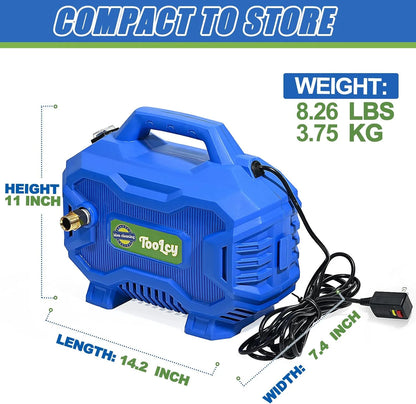 Pressure Washer 2030 PSI Max, Power Washer Electric Powered, 50FT Pressure Hose, Short Gun & Extension Wand, Foam Cannon, 5 Nozzles, Cars Patios Washer