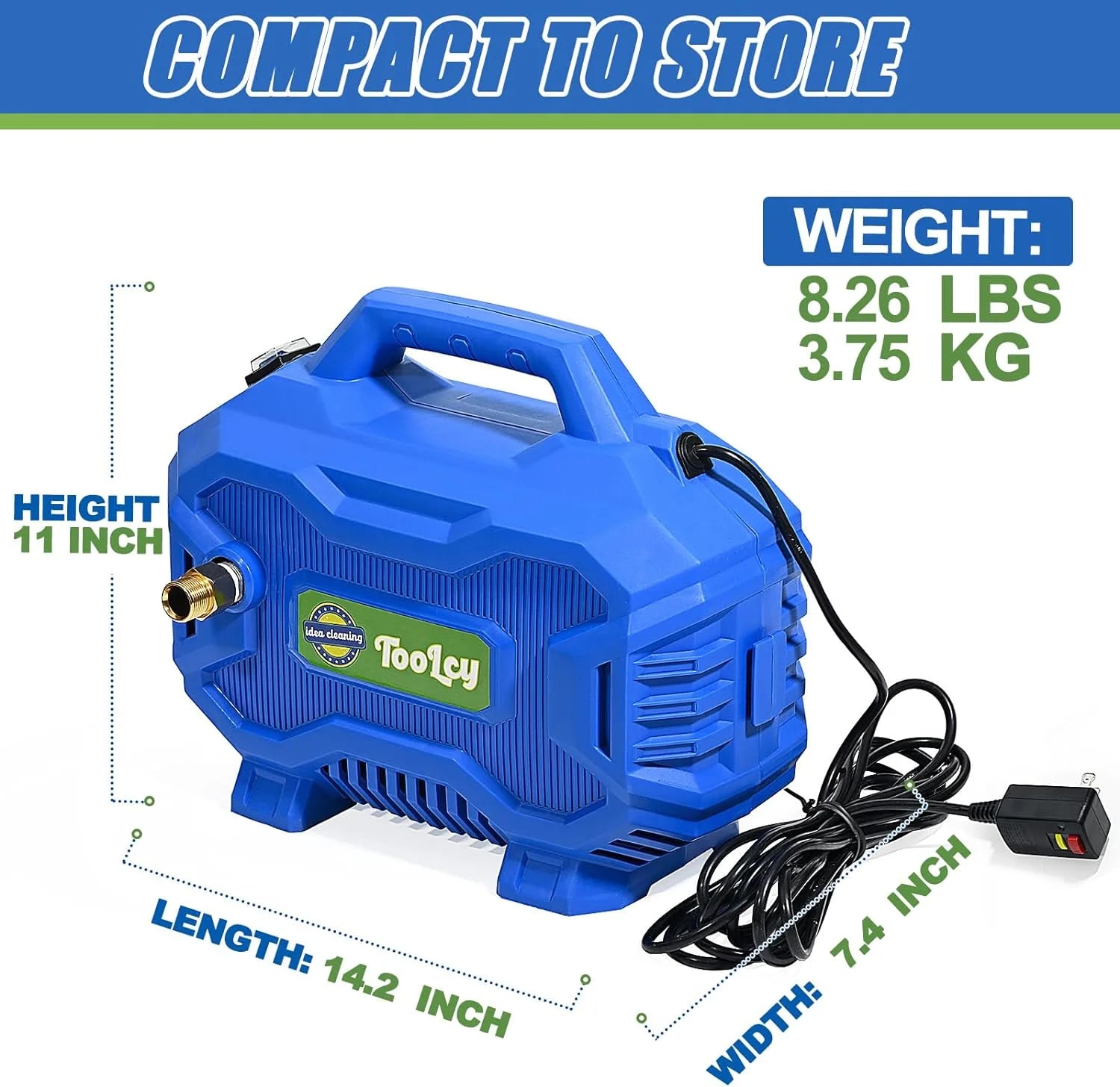 TOOLCY Pressure Washer 2030 PSI Max, 50FT Pressure Hose, Short Gun & Extension Wand, Foam Cannon, 5 Nozzles, Cars Patios Washer