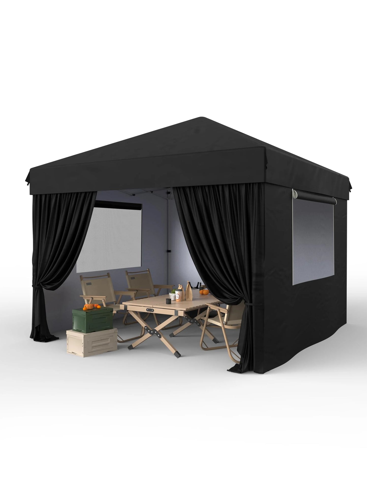 Pinypikaka 10x10 Ft Pop up Canopy Tent with 210D Oxford Fabric, Instant Portable Shelter with 4Pcs Sidewalls 4 Sandbags for Patio Outdoor Activities