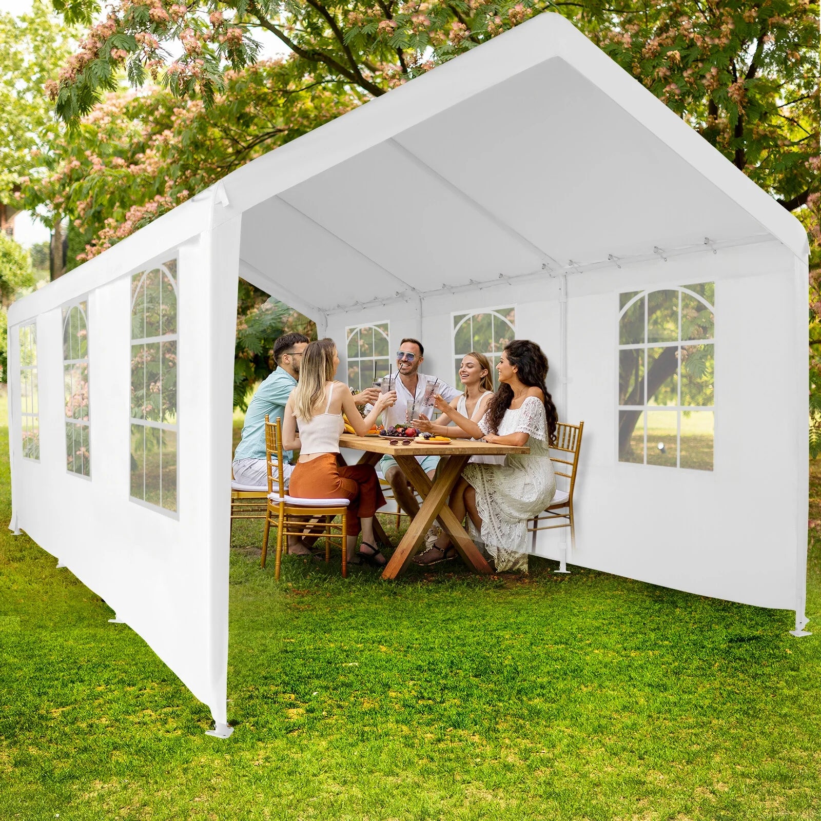 Abba Patio 10X20 ft Outdoor Canopy Carport Portable Car Tent Garage Shelter, White