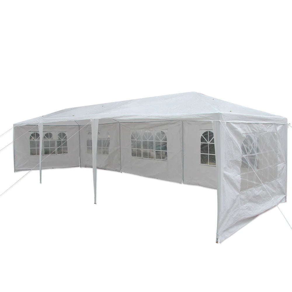 OverPatio 10'x30' Canopy Tent Outdoor Gazebo Tent with 5 Sidewalls White