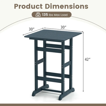 GVN Outdoor Eating Tables,Patio Table,30 Inch Square Bar Table Dining Table with Slatted Tabletop for Poolside-Navy