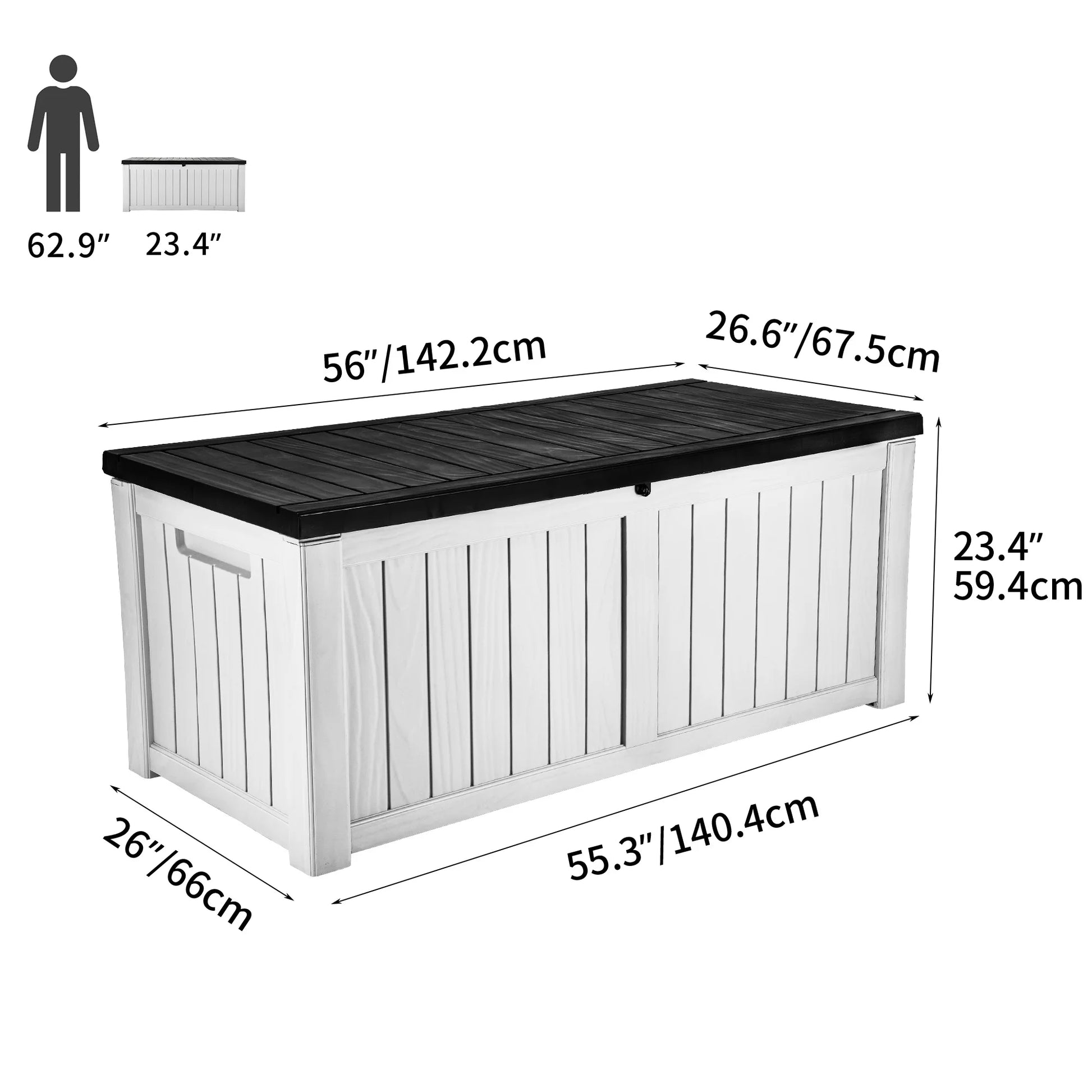 Dextrus Outdoor Storage Deck Box 120 Gallon - Large Resin Patio Storage for Outdoor Pillows, Garden Tools and Pool Supplies - Waterproof and Lockable (Dark Grey)