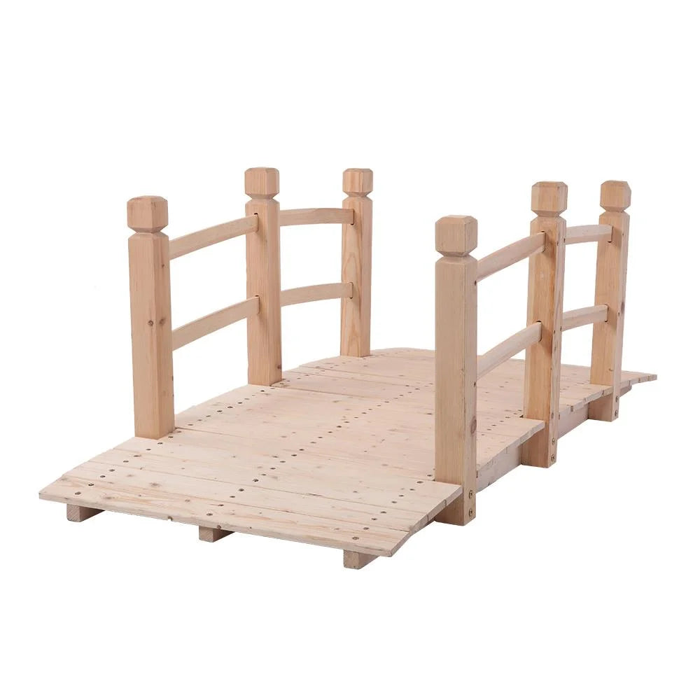 OverPatio Burlywood Wooden Bridge Stained Finish Decorative Wood Arch Walkway