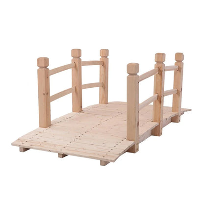 OverPatio Burlywood Wooden Bridge Stained Finish Decorative Wood Arch Walkway