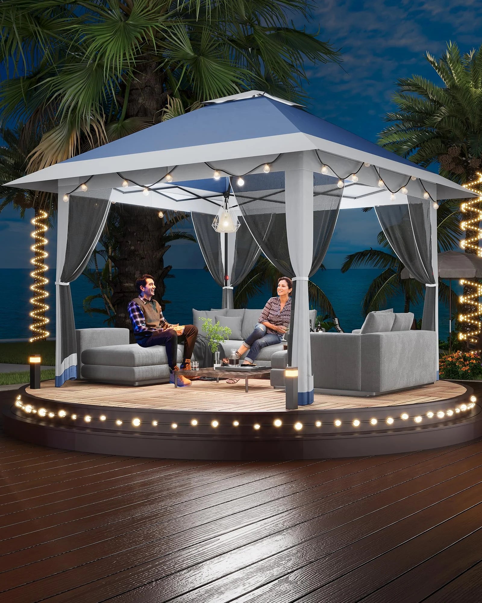 Accreate 13' X 13' Outdoor Patio Gazebo,Outdoor Canopy Tent with Mosquito Netting,Backyard Tent for Party, Wedding, Outdoor Dining, Patio, Backyard