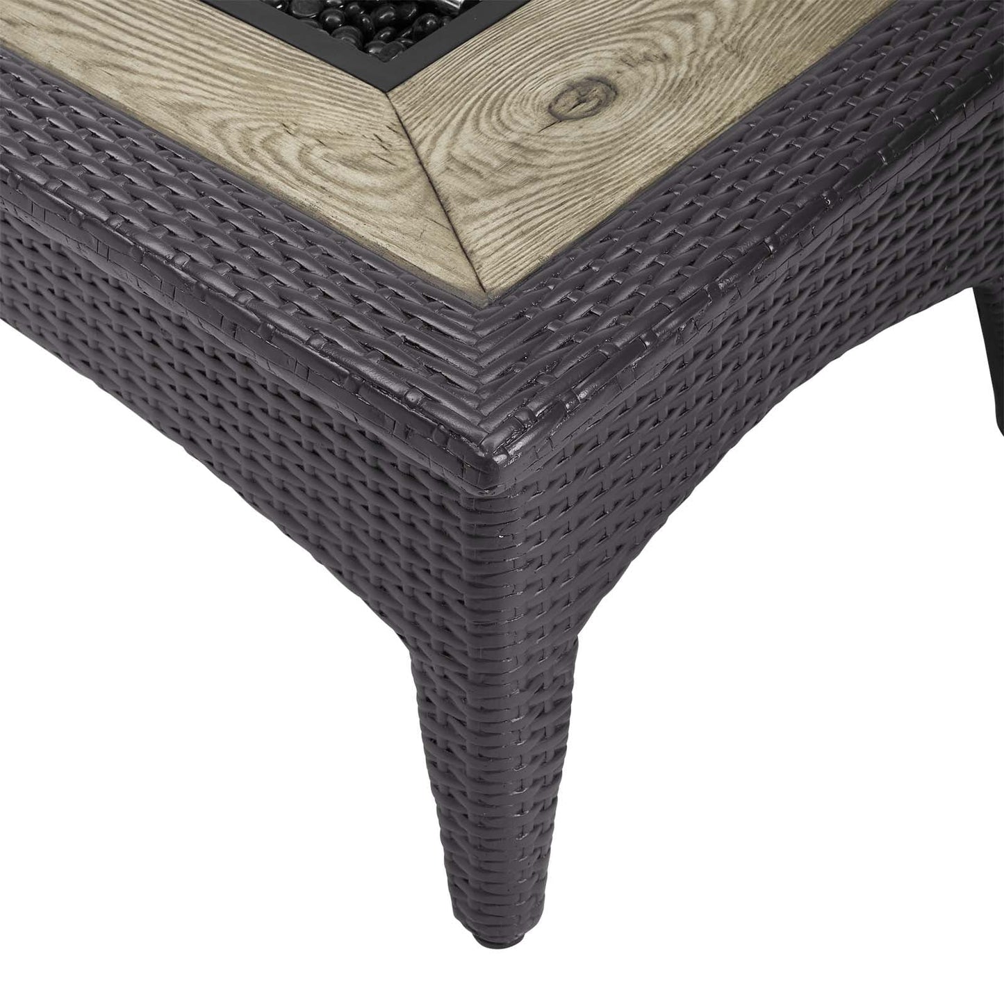 Modway Splendor 43.5" Rectangle Outdoor Patio Fire Pit Table in Espresso