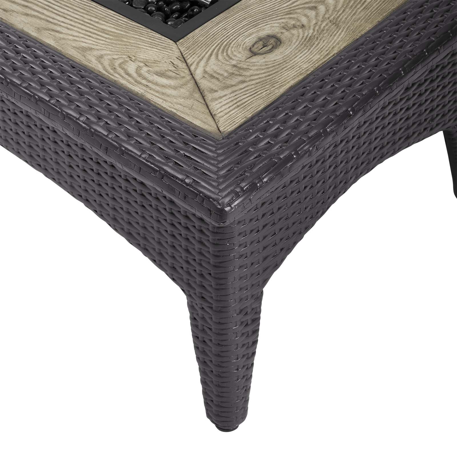 Modway Splendor 43.5" Rectangle Outdoor Patio Fire Pit Table in Espresso