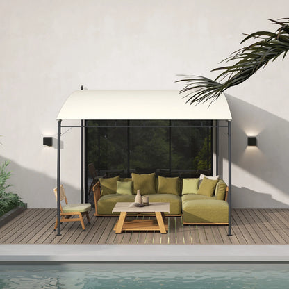Outsunny 10' x 10' Pergola with UV-Resistant Canopy, Outdoor Sun Shade Shelter for Porch, Patio, Deck, Backyard, Cream