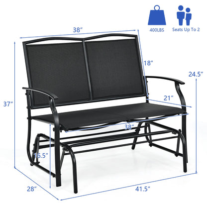 Costway Patio Glider Rocking Bench Double 2 Person Chair Loveseat Garden Black