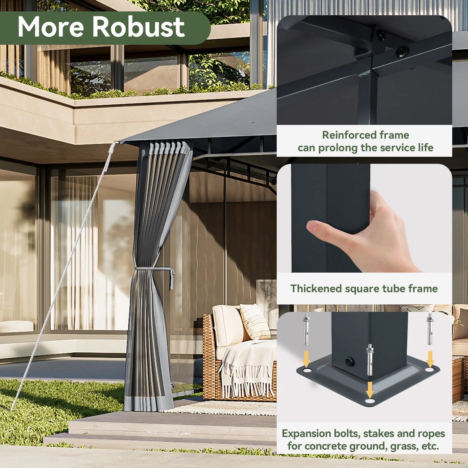 AOXUN Outdoor Gazebo for Patio 10x13, Metal Frame Canopy with Double Roofs, Heavy Duty Party Tent and Shelter with Mosquito Nettings for Backyard, Lawn, Garden,Gray