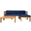 SYNGAR 5 Piece Wood Patio Furniture Set, Outdoor Seating Chat Set with Blue Cushions, Sectional Conversation Sofa Chairs Set with Coffee Table, for Balcony, Backyard, Poolside, Deck, Garden, D8126