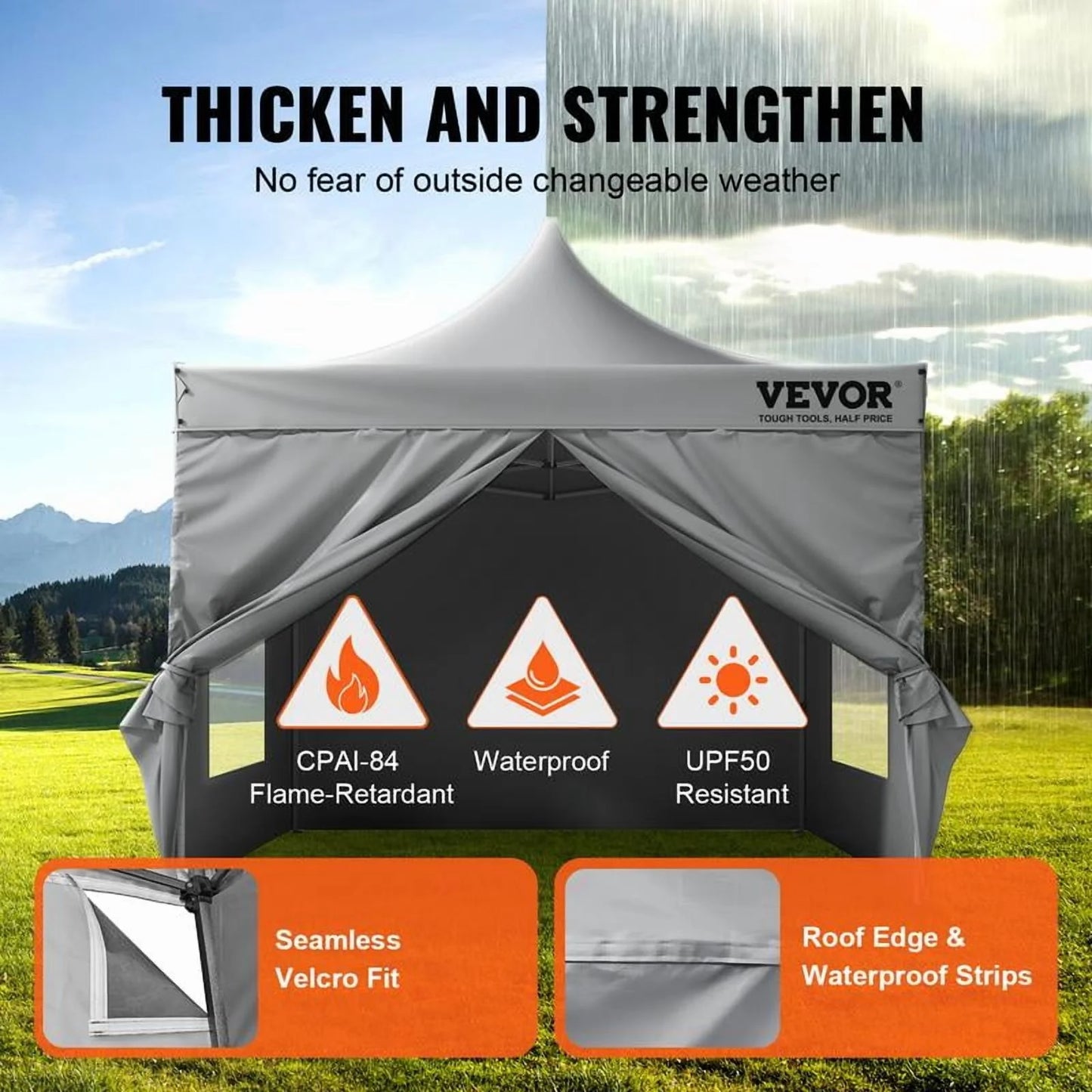 VEVOR 10x10 FT Pop up Canopy with Removable Sidewalls, Instant Canopies Portable Gazebo & Wheeled Bag, UV Resistant Waterproof, Enclosed Canopy Tent for Outdoor Events, Patio, Backyard, Party, Camping
