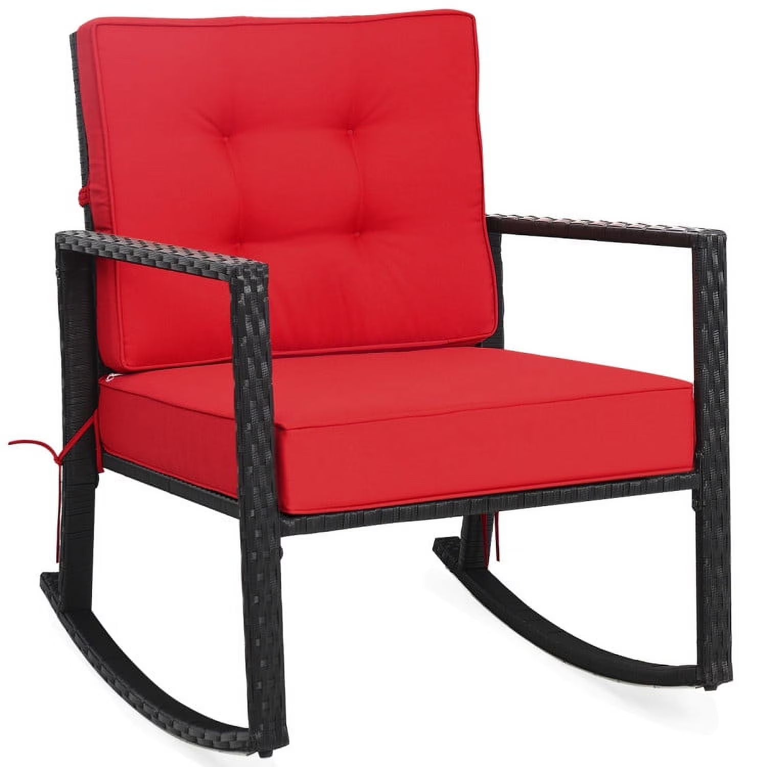 Kadyn Rocking Chairs Outdoor, Patio Rattan Rocker Outdoor Glider Rocking Chair Cushion Lawn-Red, Patio Rocking Chairs