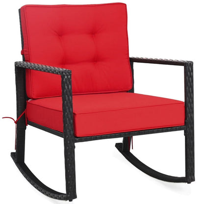 Kadyn Rocking Chairs Outdoor, Patio Rattan Rocker Outdoor Glider Rocking Chair Cushion Lawn-Red, Patio Rocking Chairs