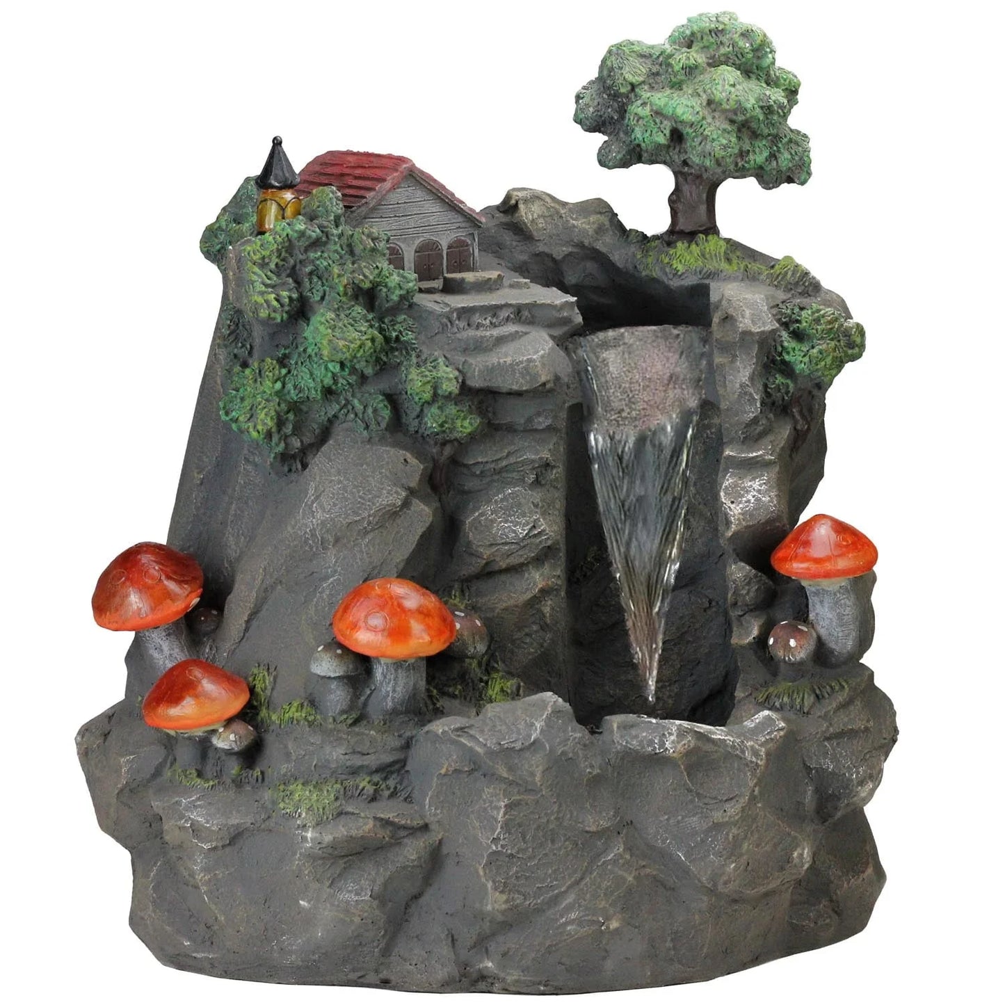 Northlight 24.5" Solar LED Lighted Mushrooms By Waterfall Outdoor Patio Garden Water Fountain