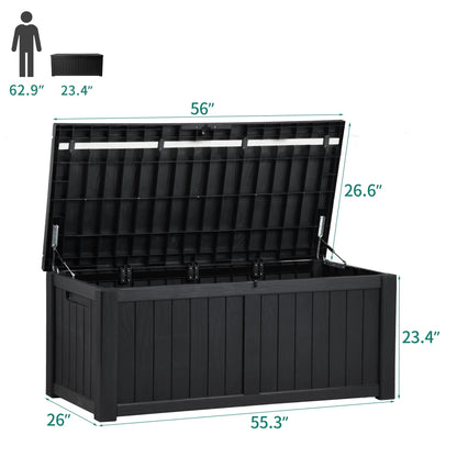 Dextrus 120 Gallon Outdoor Storage Deck Box, Large Resin Patio Storage for Outdoor Pillows, Garden Tools and Pool Supplies, Waterproof, Lockable (Black)