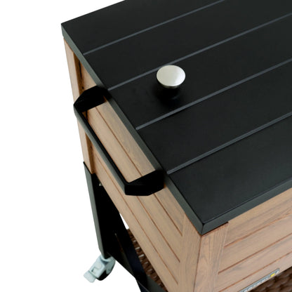 Permasteel 80-Qt Oak Wood Style Patio Cooler with Wicker Bottom