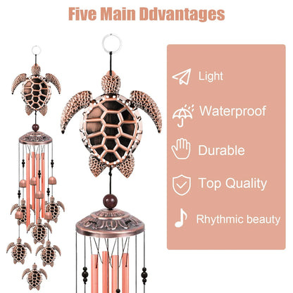 Turtle Wind Chimes Outdoor, EEEkit 33" Large Retro Wind Chimes Bell, Garden Wind Chimes with 4 Aluminum Tuned and 7 Turtles for Indoor Outdoor Garden Patio Decor