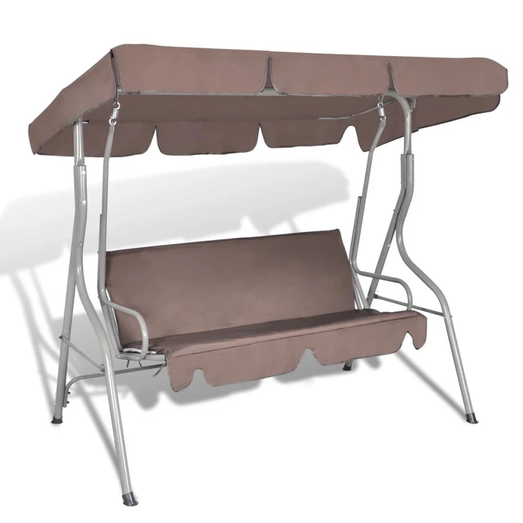 vidaXL Patio Outdoor 3 Person Hanging Canopy Swing Chair Hammock Seat Sofa Coffee/White