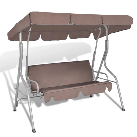 vidaXL Patio Outdoor 3 Person Hanging Canopy Swing Chair Hammock Seat Sofa Coffee/White