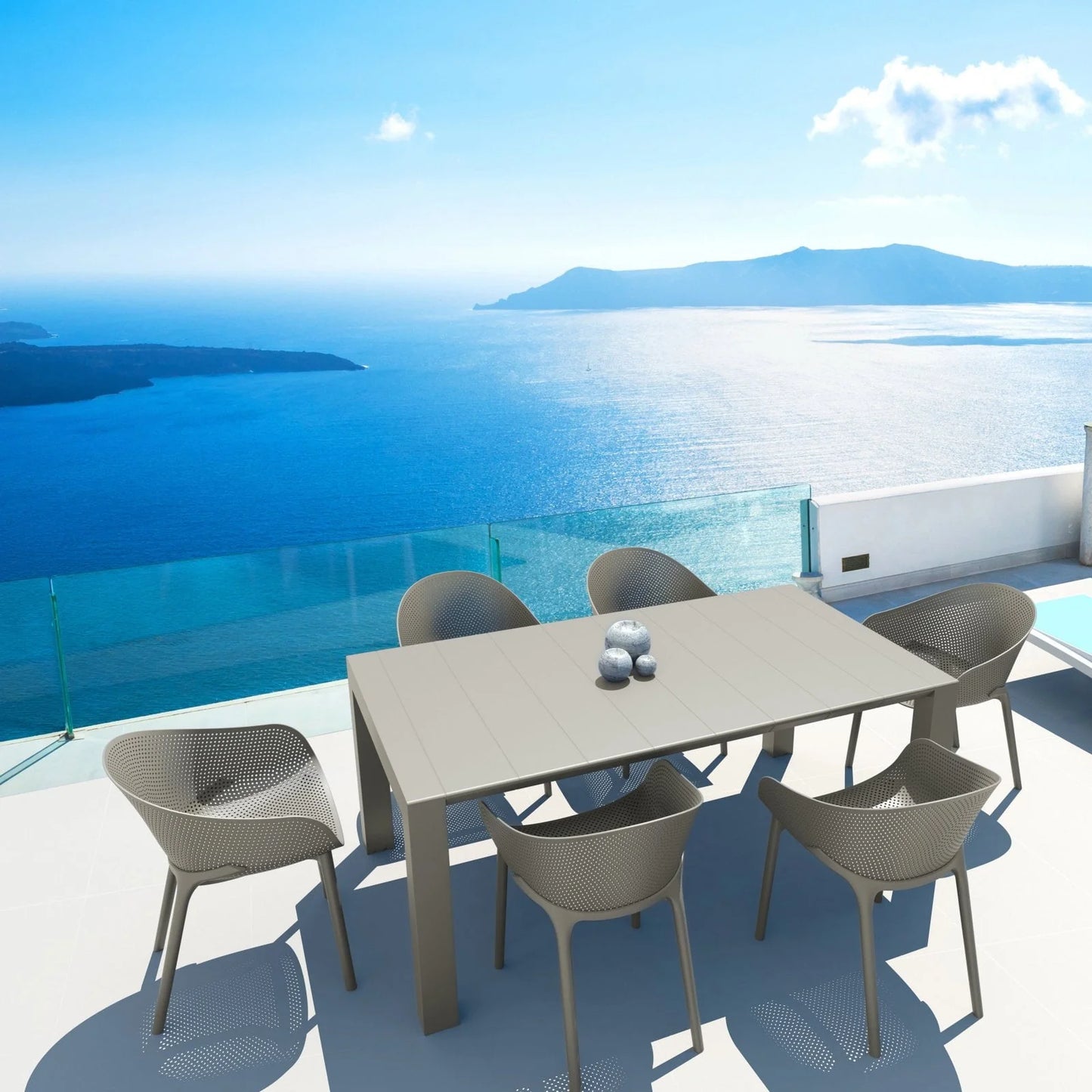 Compamia Vegas 70-86 in. Extendable Polypropylene Patio Dining Table
