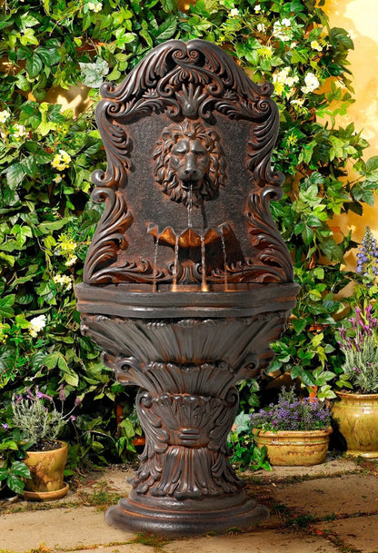John Timberland Imperial Lion Acanthus Rustic Outdoor Floor Wall Water Fountain with LED Light 50" for Yard Garden Patio Home Deck Porch House Balcony